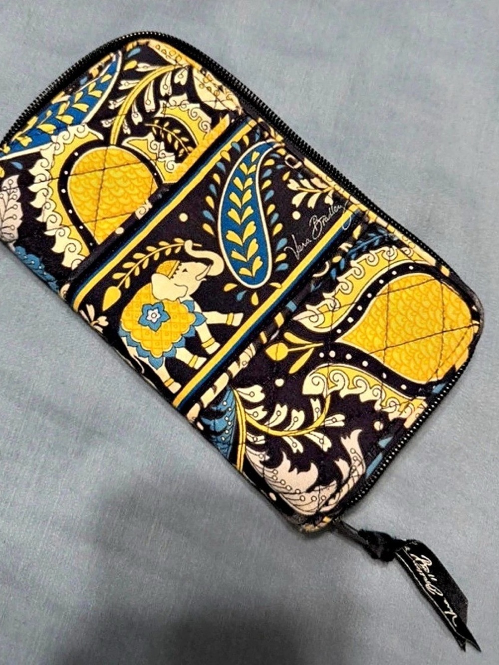 Vera Bradley Zip-Around Wallet Floral Black & Blue